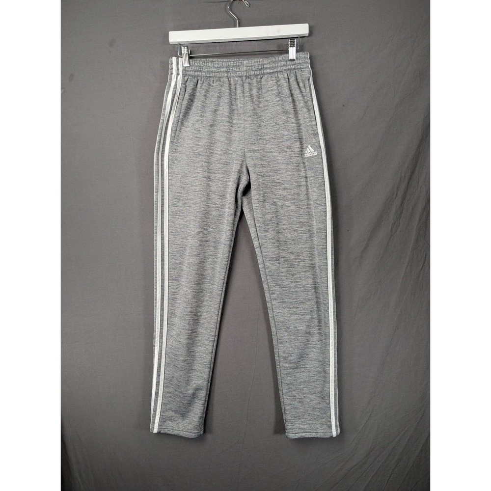 Adidas Boys Gray 3-Stripe Track Pants XL 18/20‎ Heathered Activewear Joggers